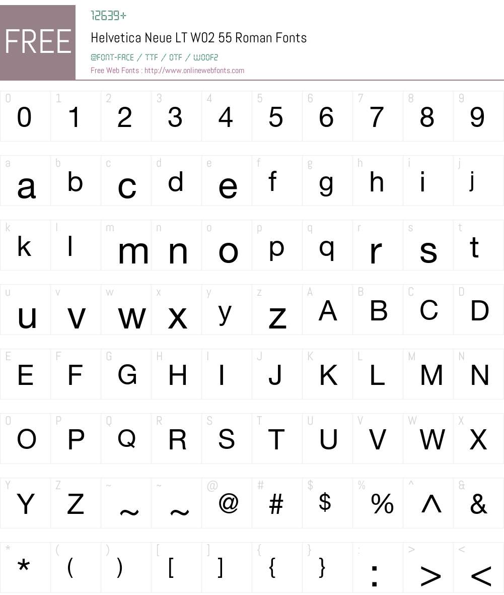 HelveticaNeueLTW02-55Roman Font Screenshots