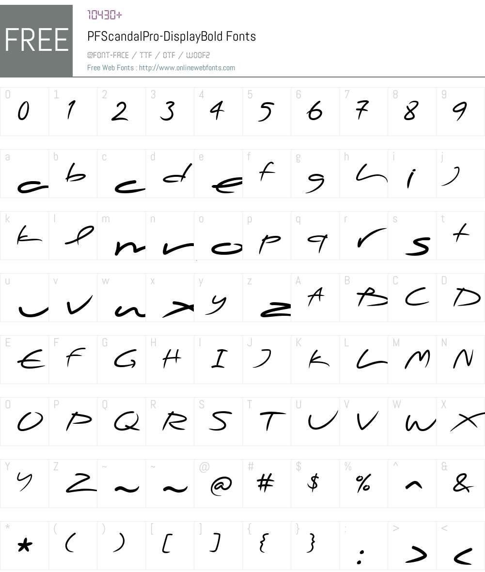 PF Scandal Pro Display Bold Font Screenshots