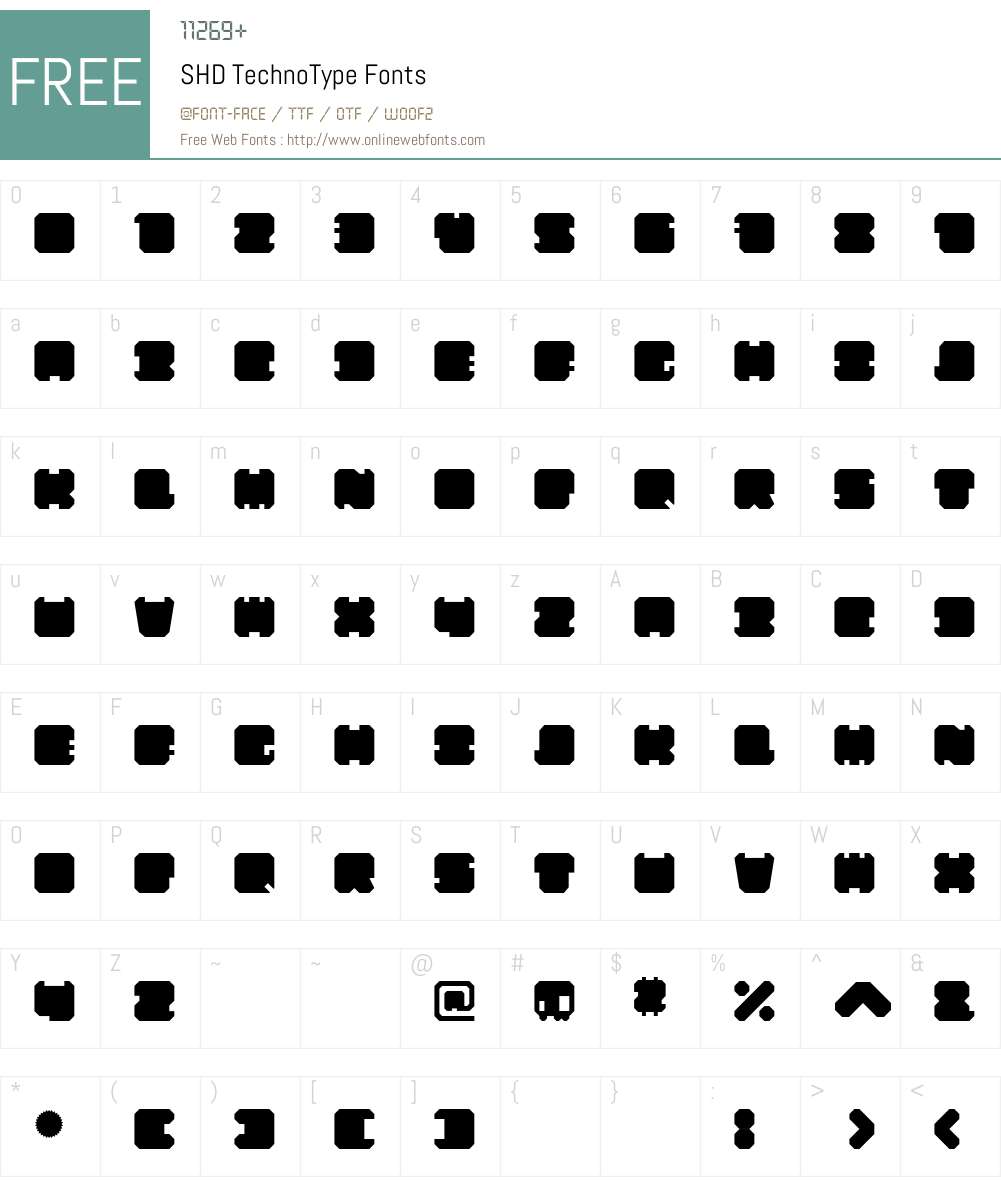 SHD TechnoType Font Screenshots
