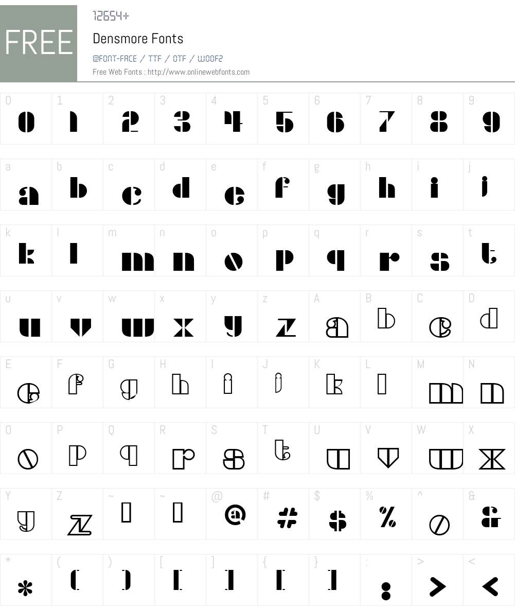 Densmore Font Screenshots