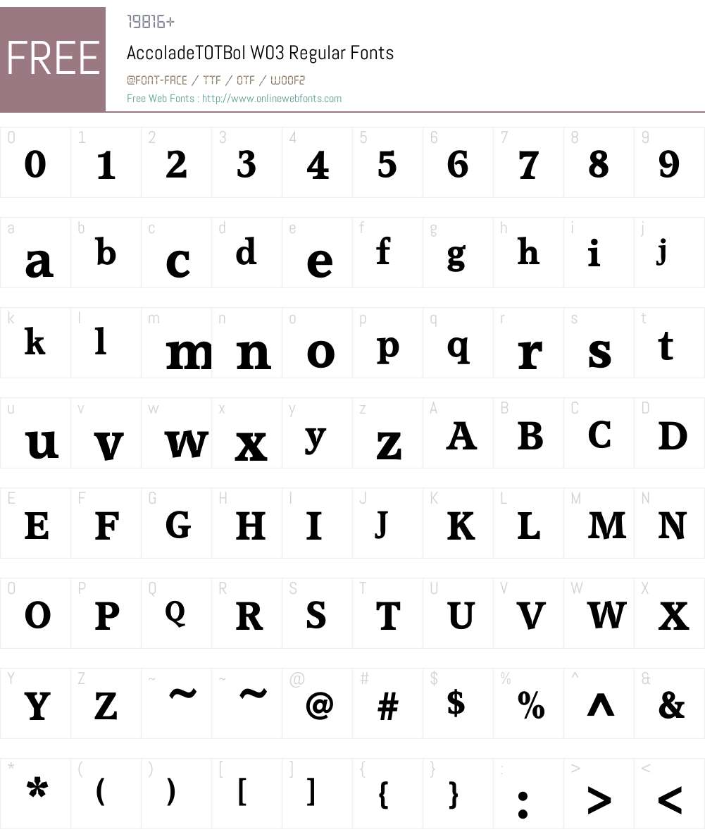 Accolade Font Screenshots