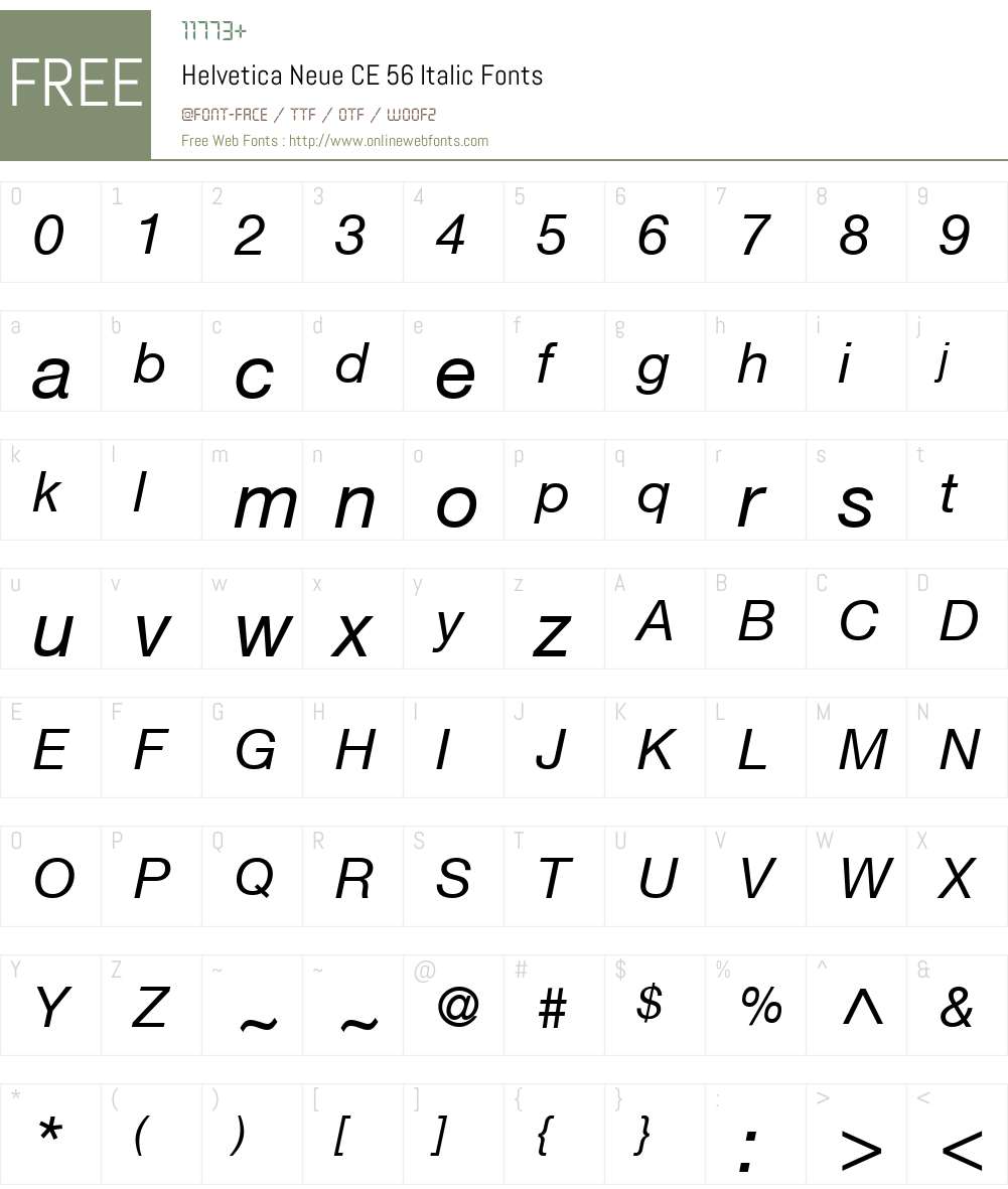 Helvetica CE 55 Roman Font Screenshots
