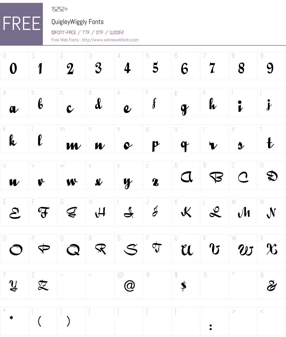 QuigleyWiggly Font Screenshots