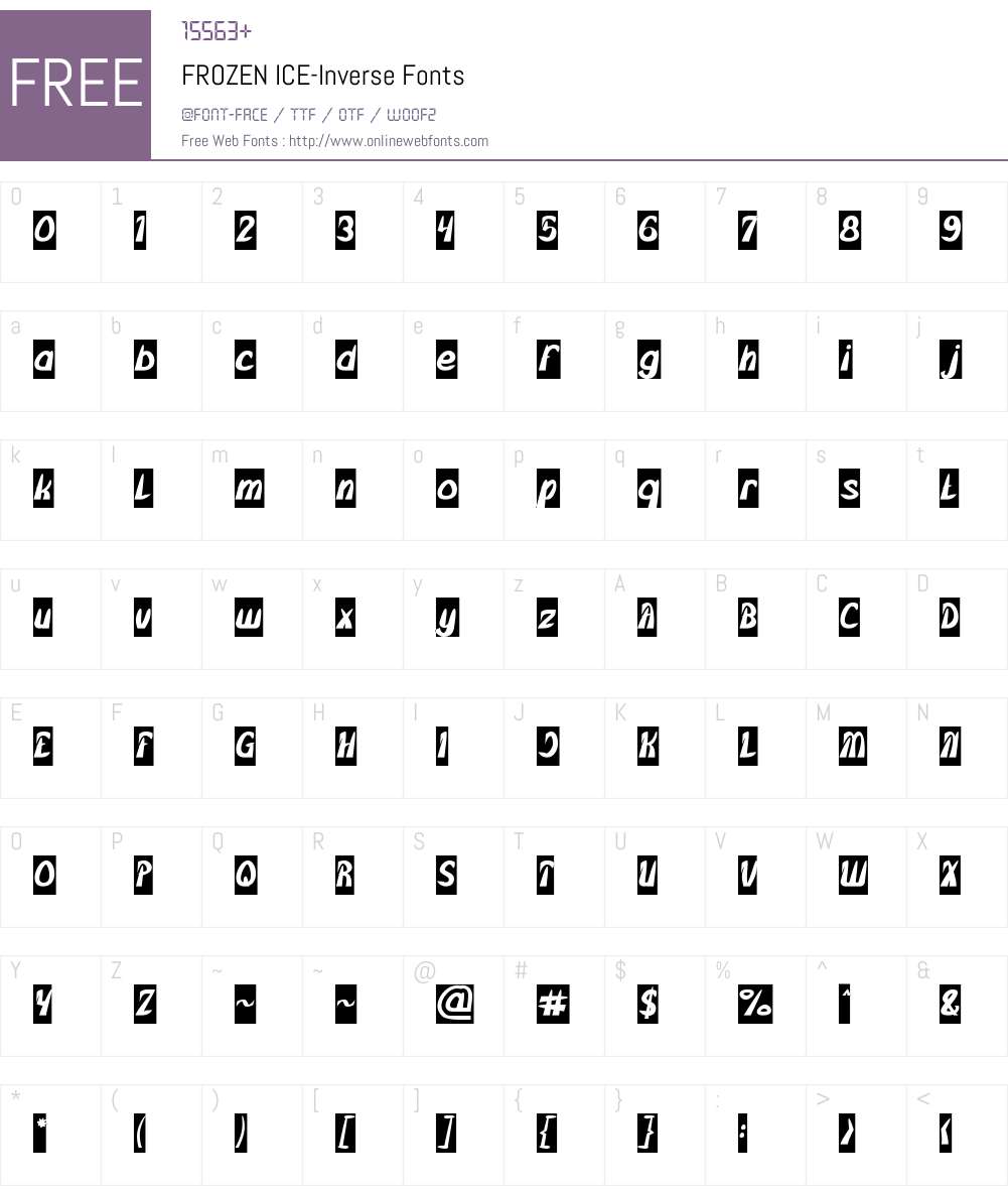 FROZEN ICE-Inverse Font Screenshots