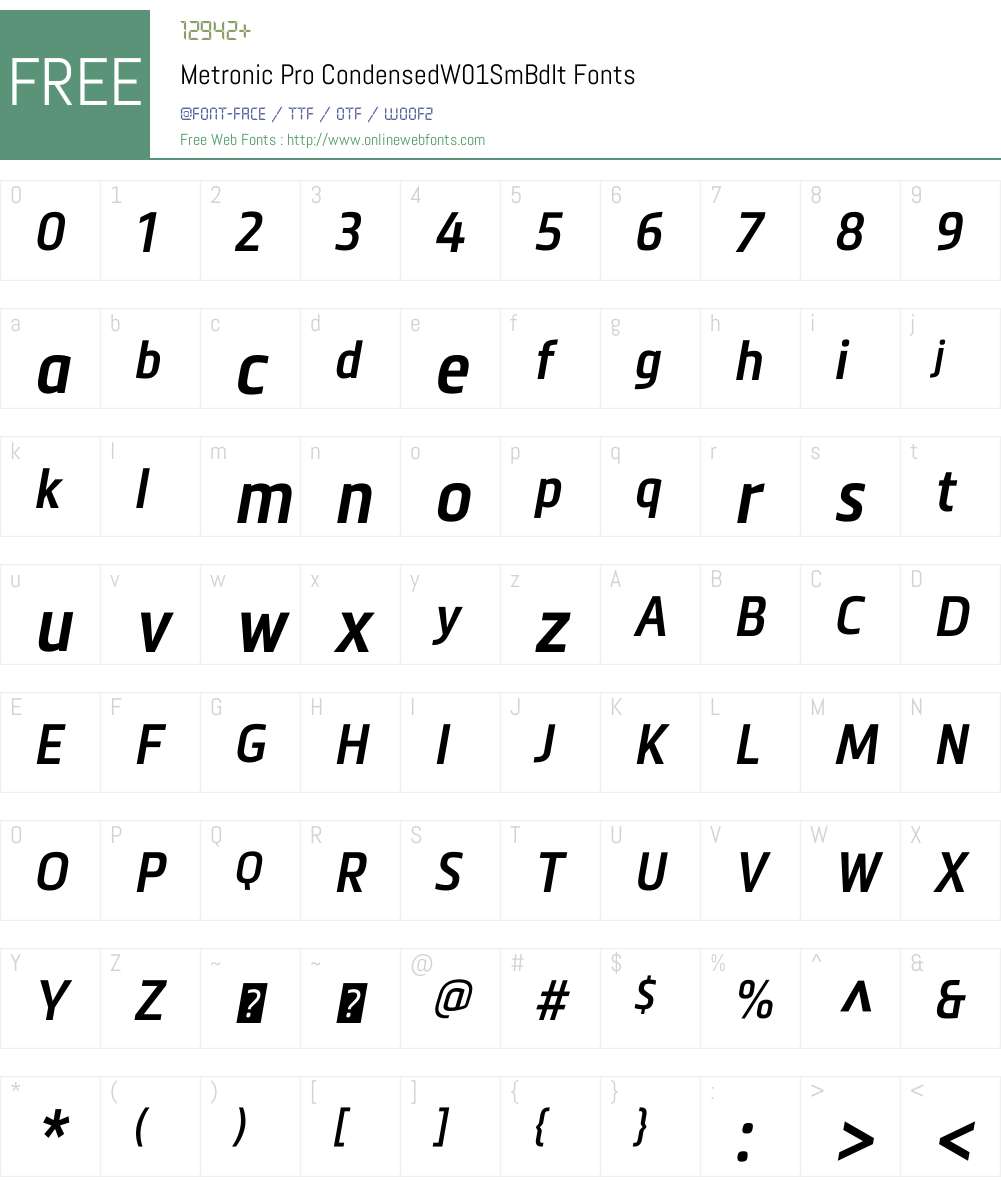 MetronicProCondensedW01-SBIt Font Screenshots
