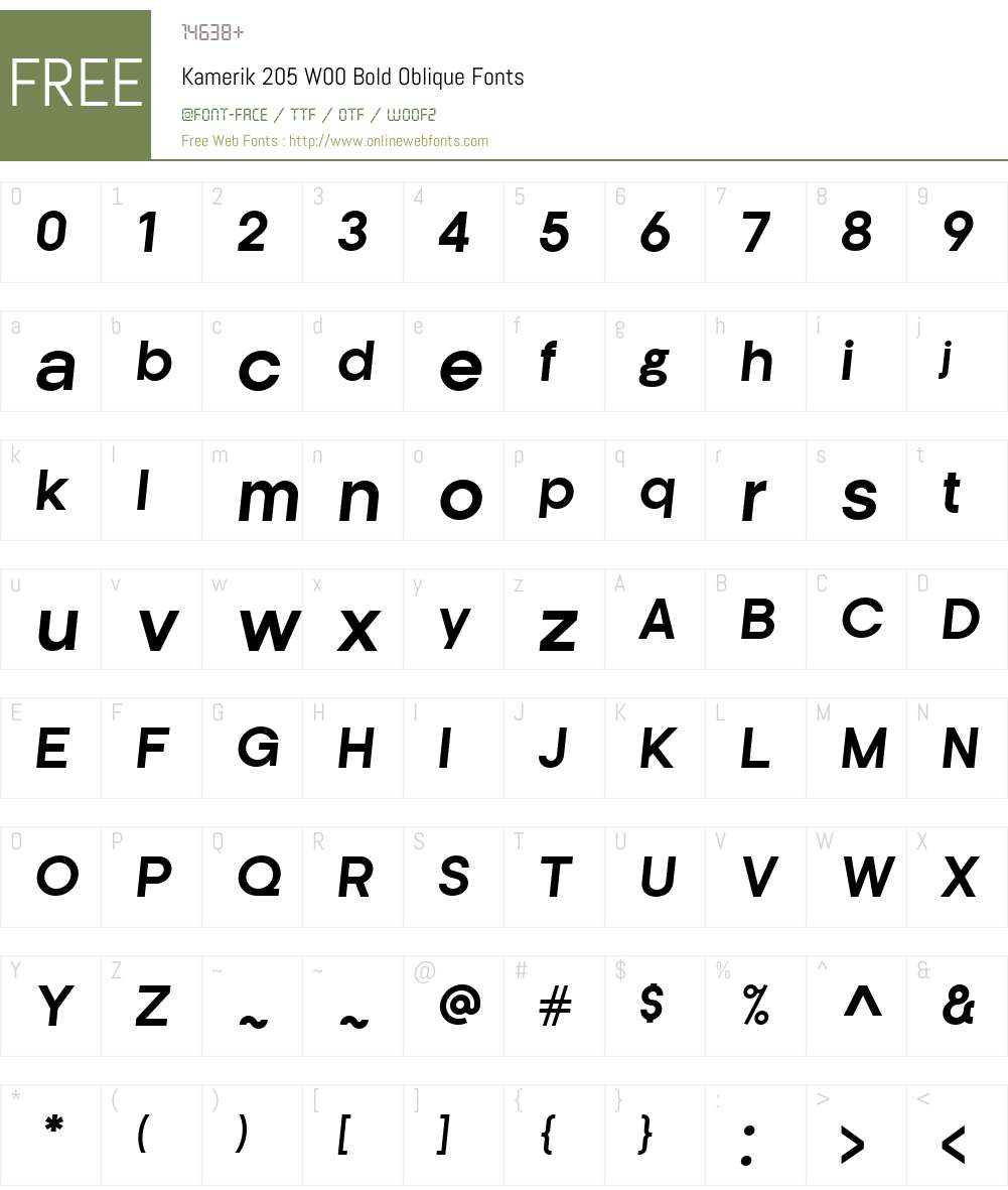 Kamerik205W00-BoldOblique Font Screenshots