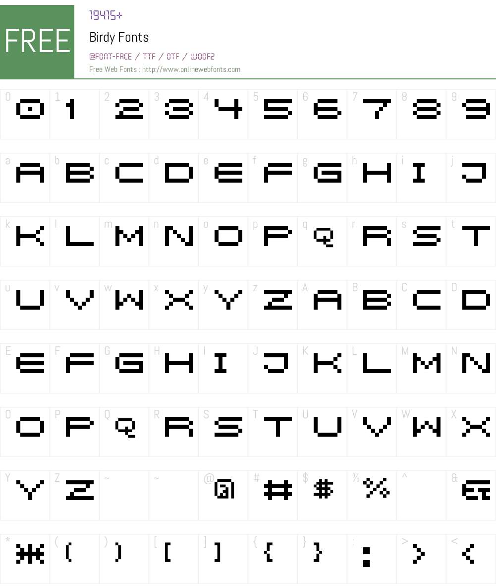 Birdy Font Screenshots