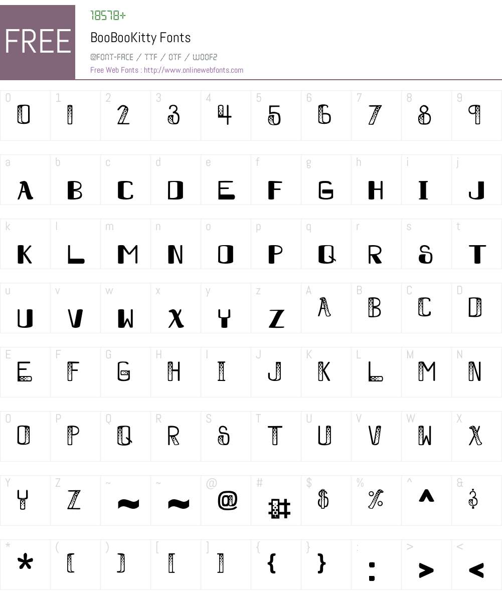 BooBooKitty Font Screenshots