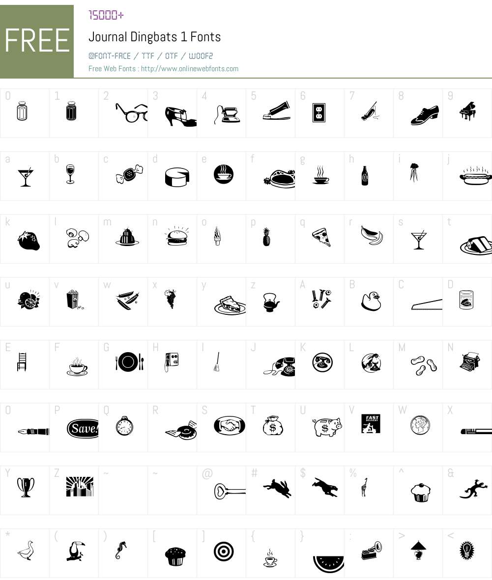 Journal Dingbats 1 Font Screenshots