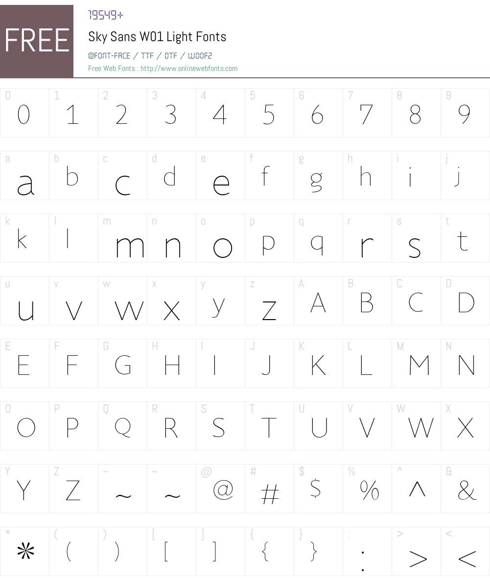 SkySansW01-Light Font Screenshots