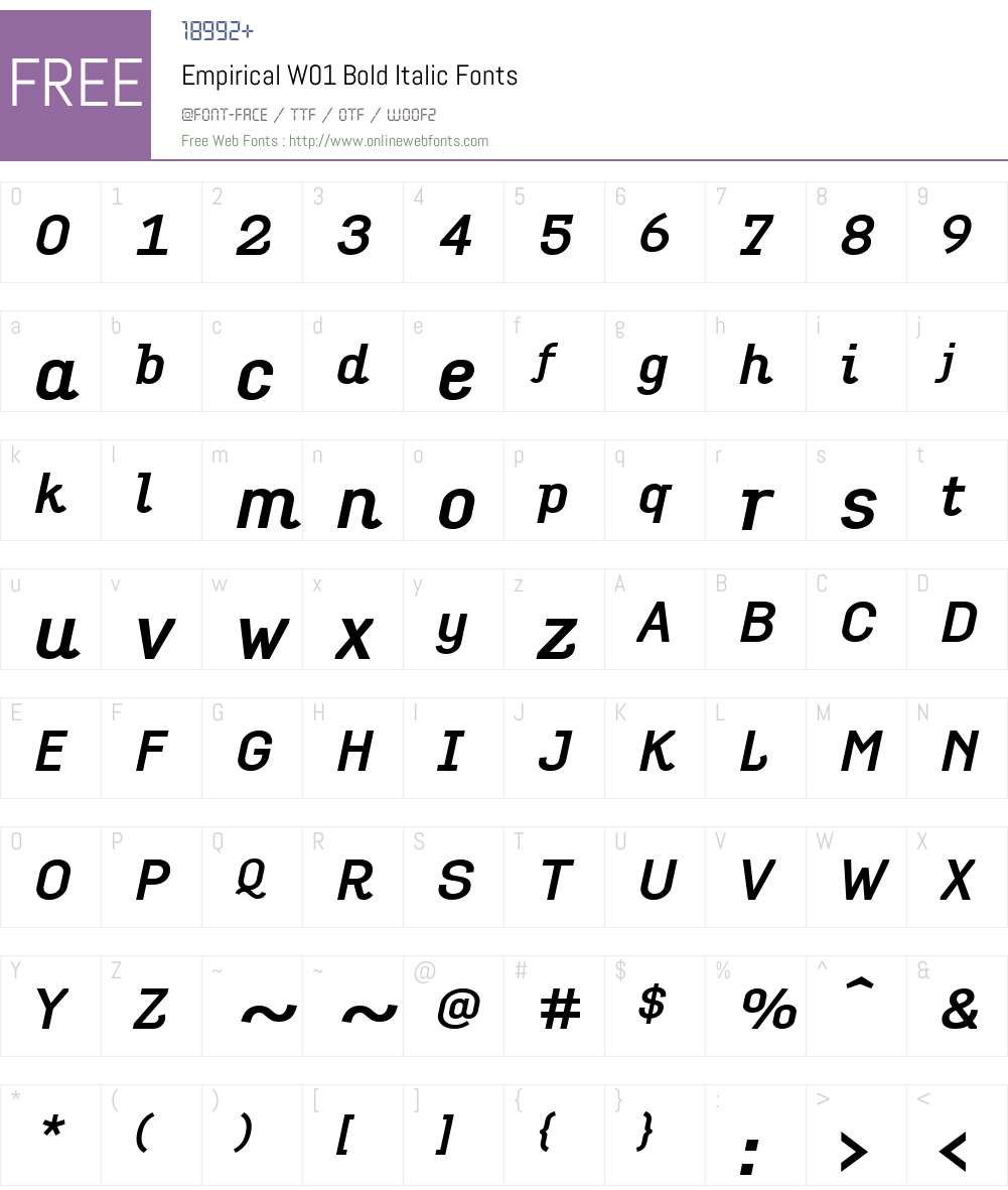 EmpiricalW01-BoldItalic Font Screenshots