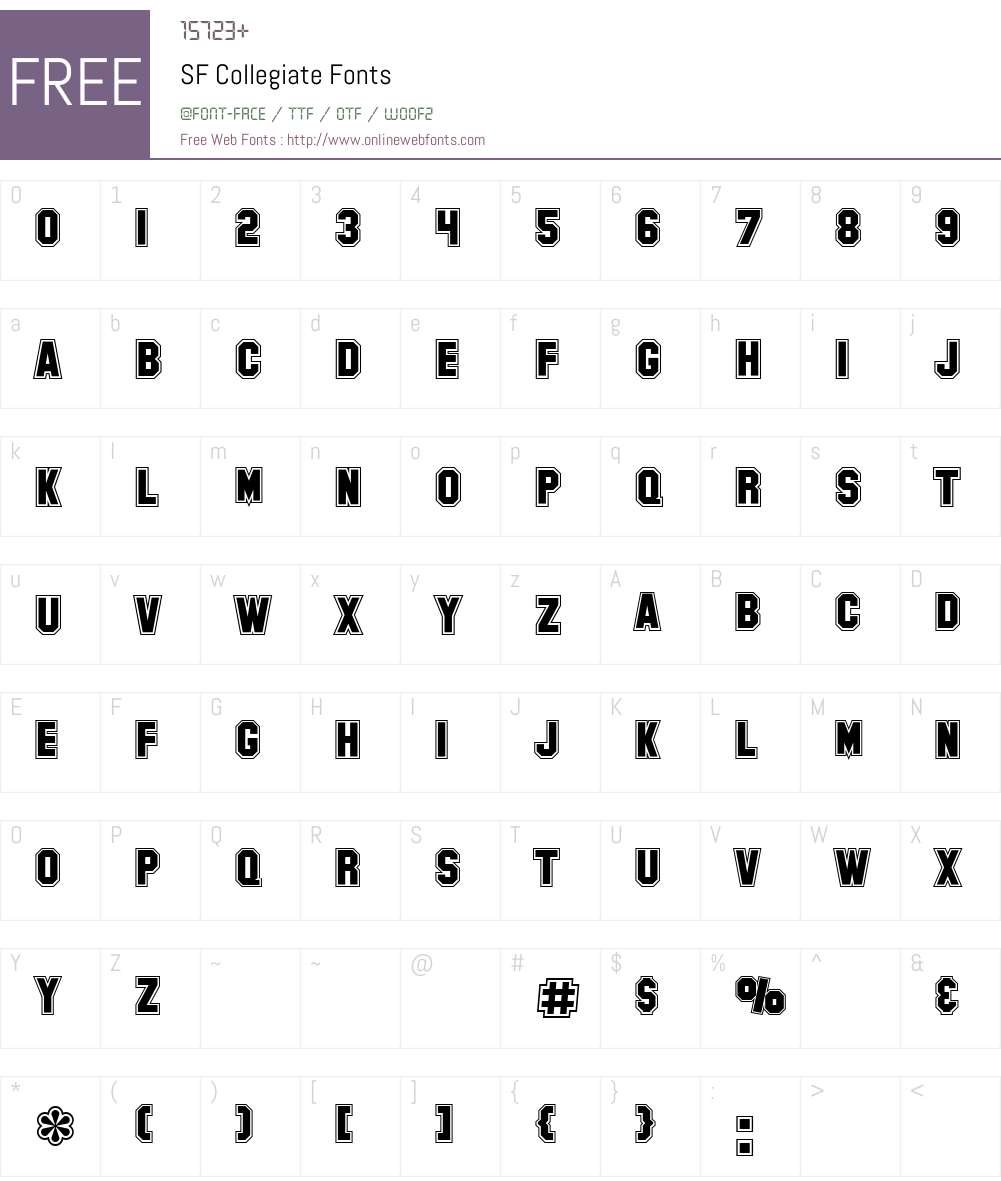 SF Collegiate Font Screenshots
