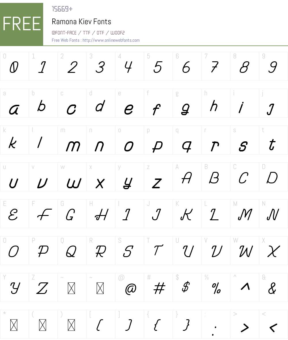 Ramona Kiev Font Screenshots