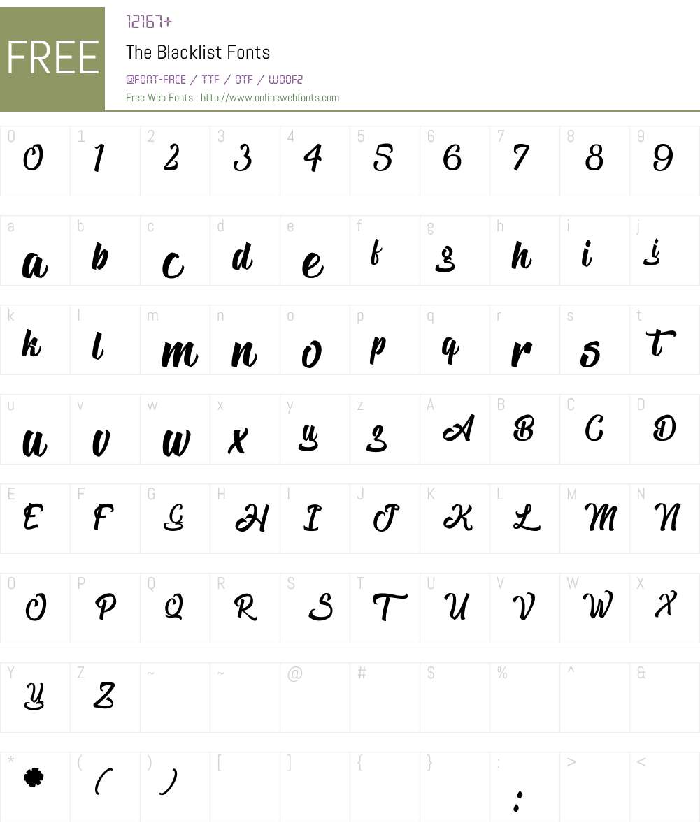 The Blacklist Font Screenshots