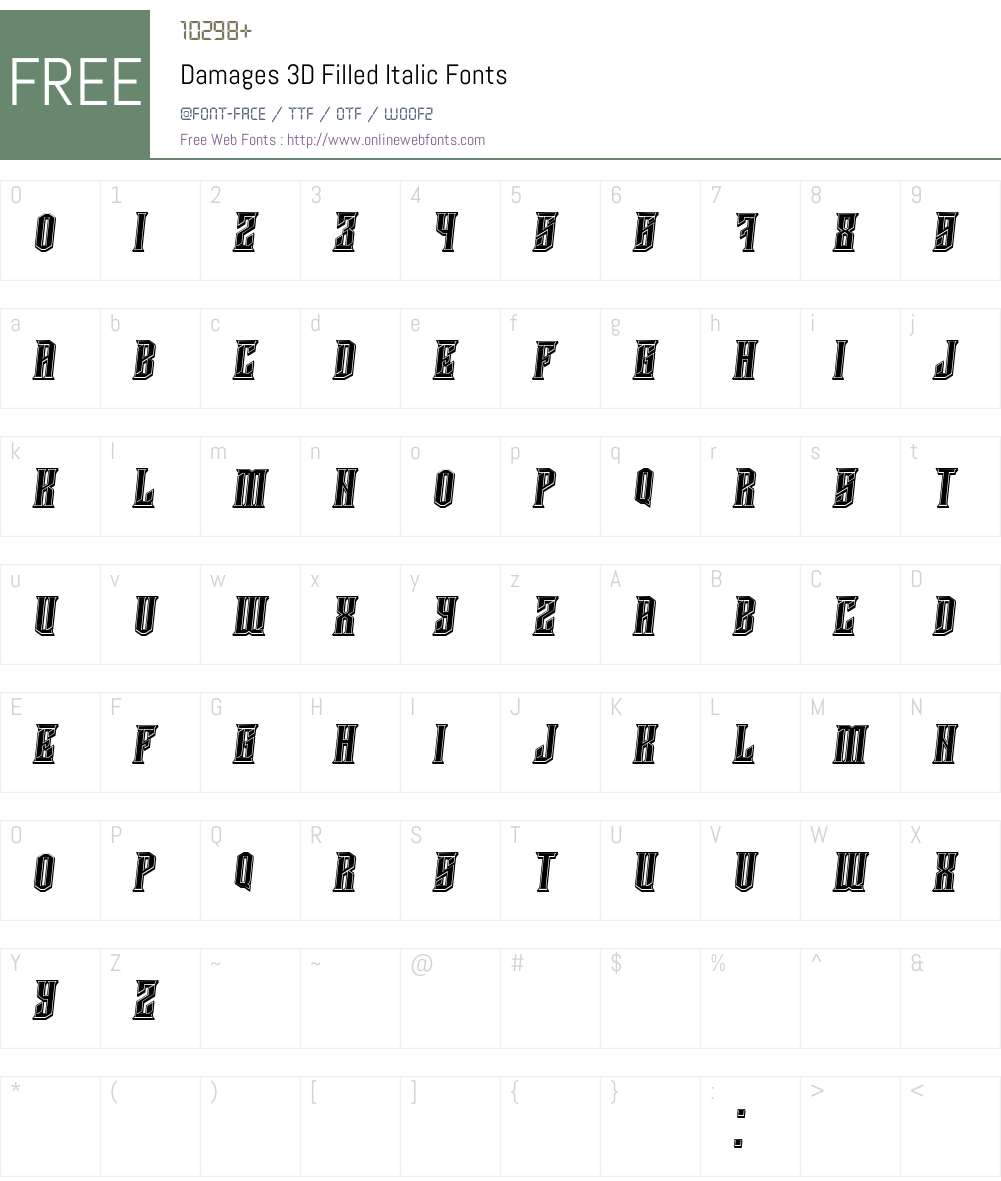 Damages 3D Filled Font Screenshots