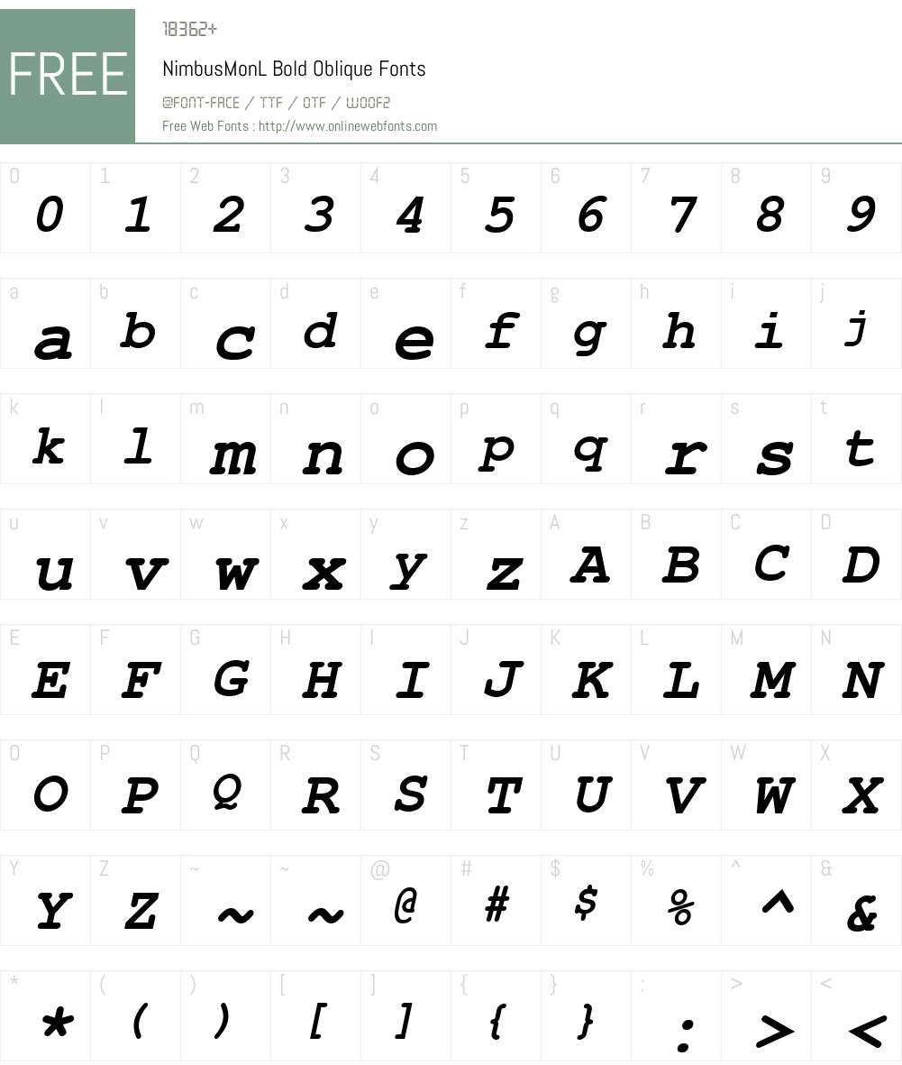 NimbusMonL Font Screenshots