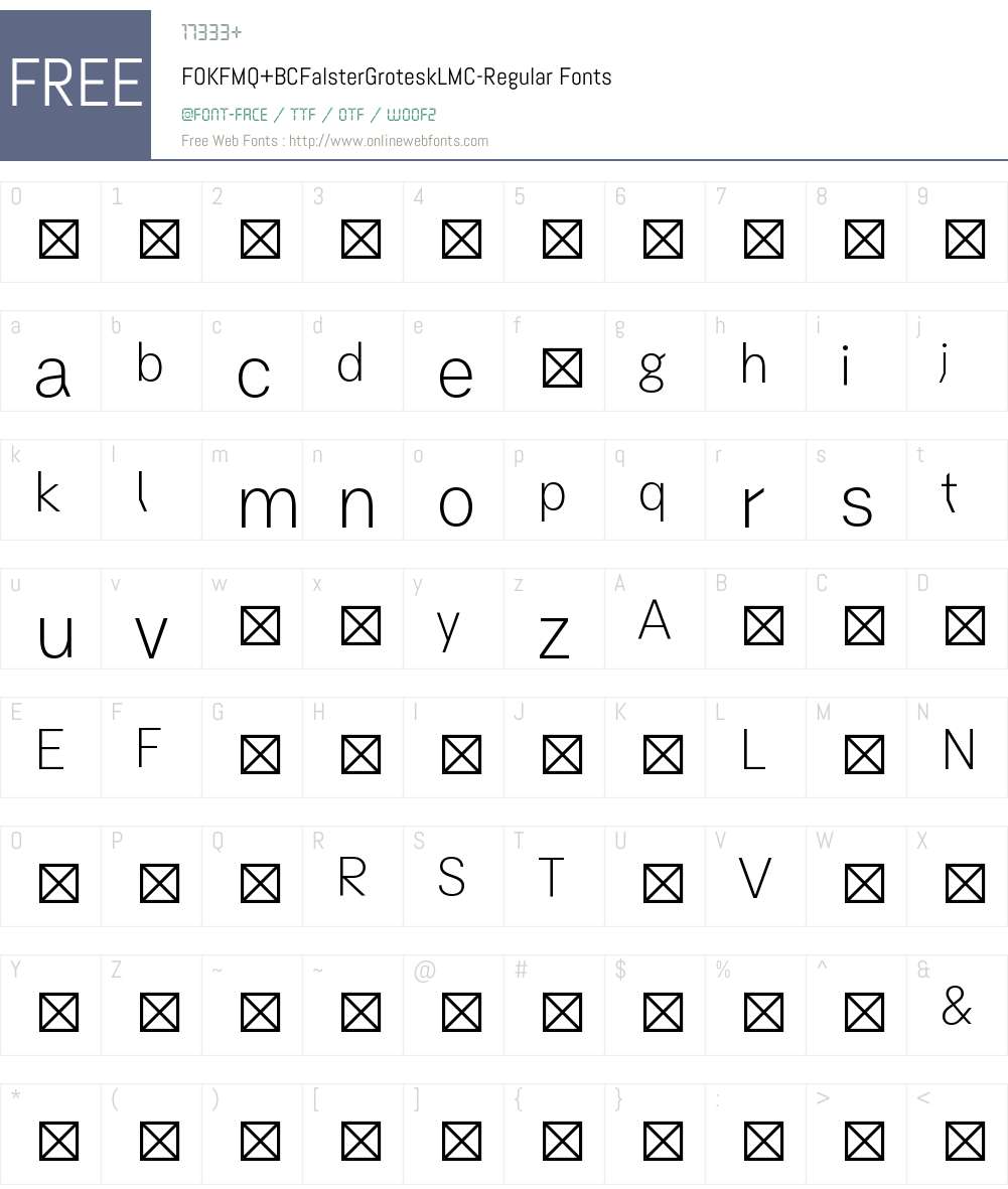 FOKFMQ+BCFalsterGroteskLMC-Regular Font Screenshots