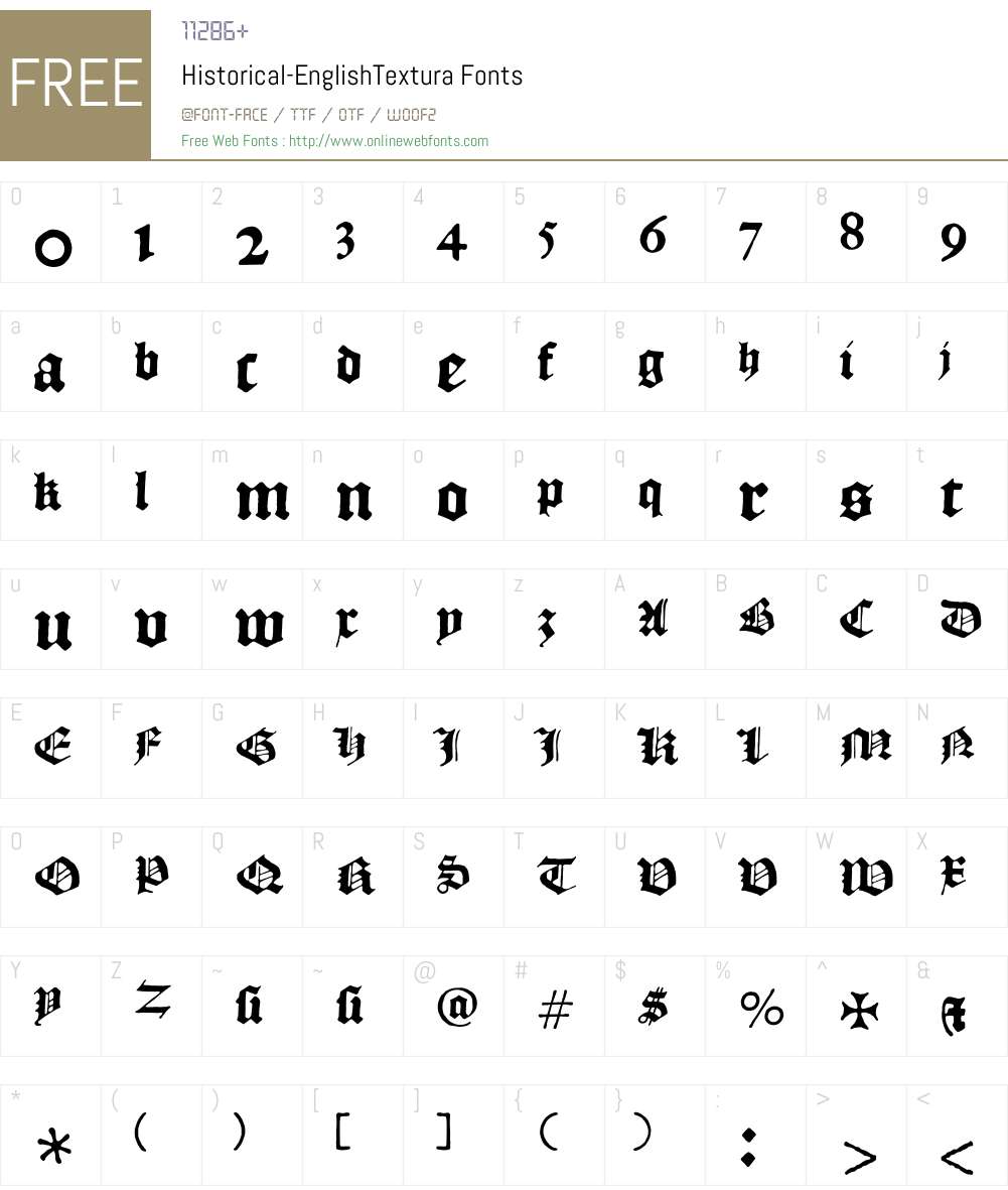 Historical Font Screenshots
