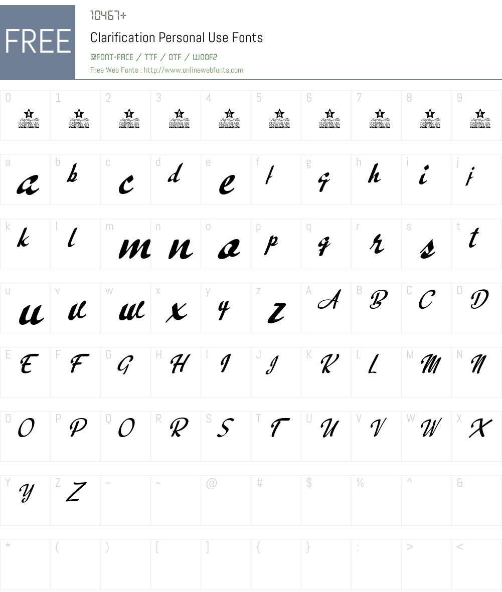 Clarification Personal Use Font Screenshots