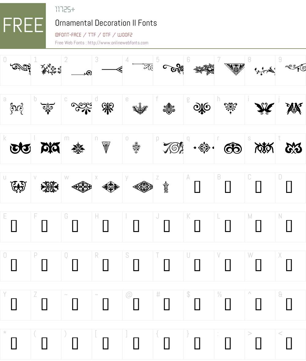 Ornamental Decoration II Font Screenshots