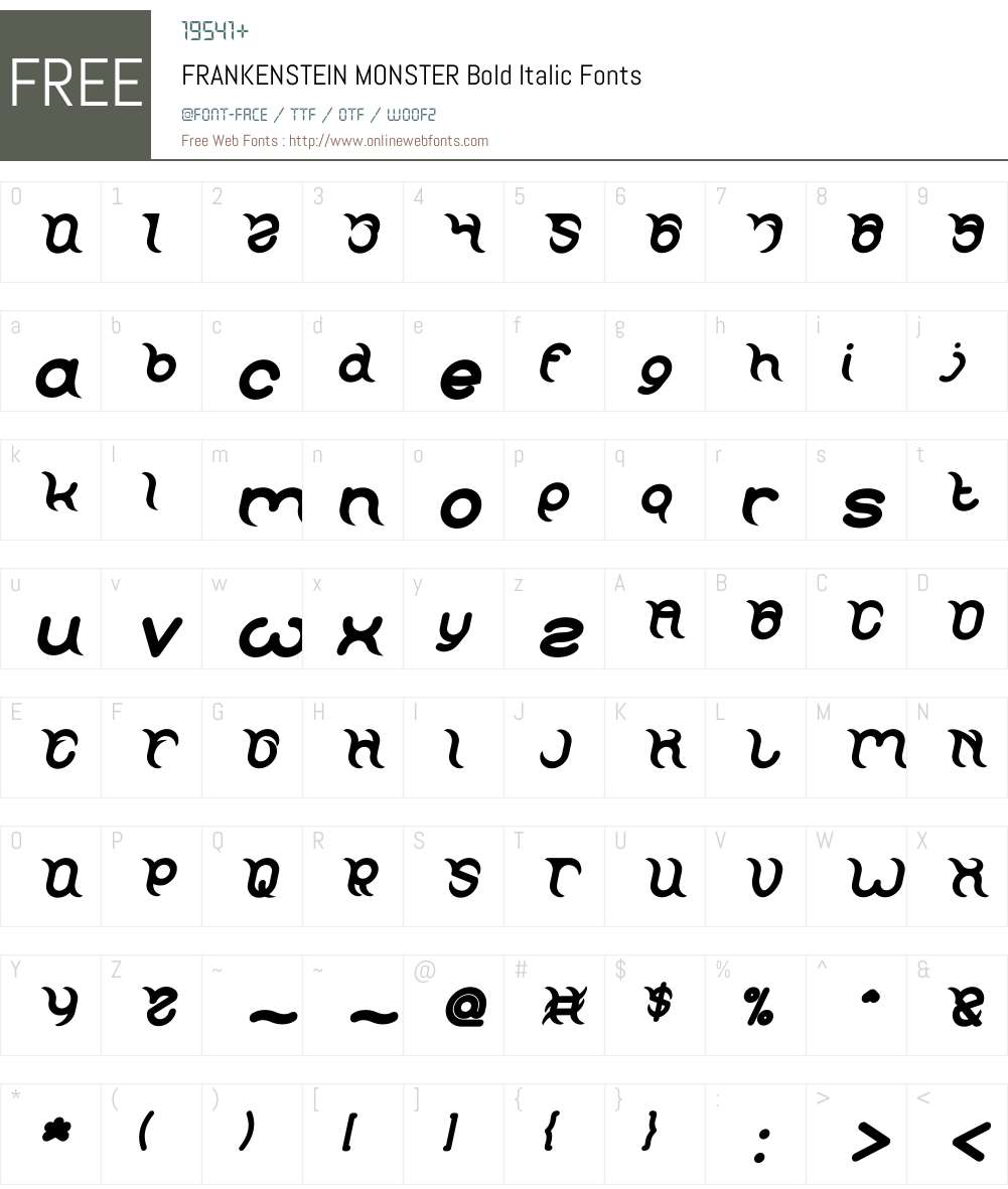 FRANKENSTEIN MONSTER Font Screenshots