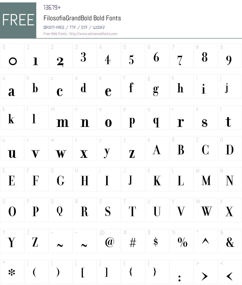 FilosofiaGrandBold Font Screenshots
