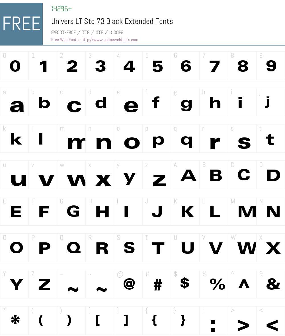 Univers LT Std Font Screenshots