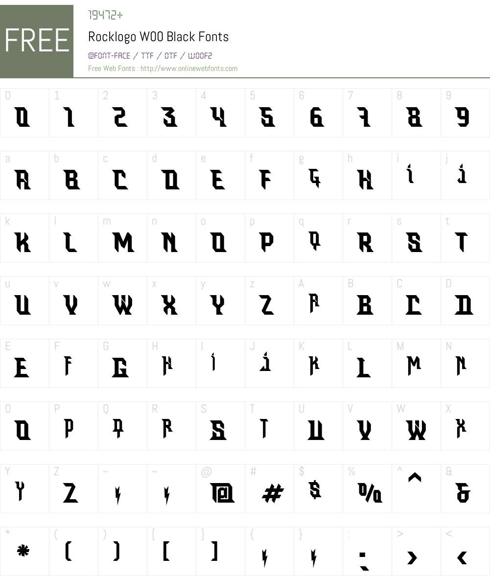 RocklogoW00-Black Font Screenshots