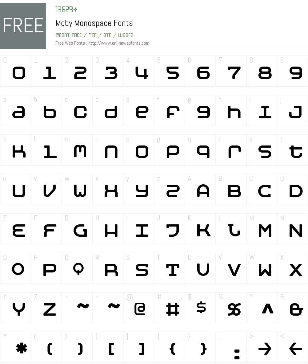 Moby Font Screenshots