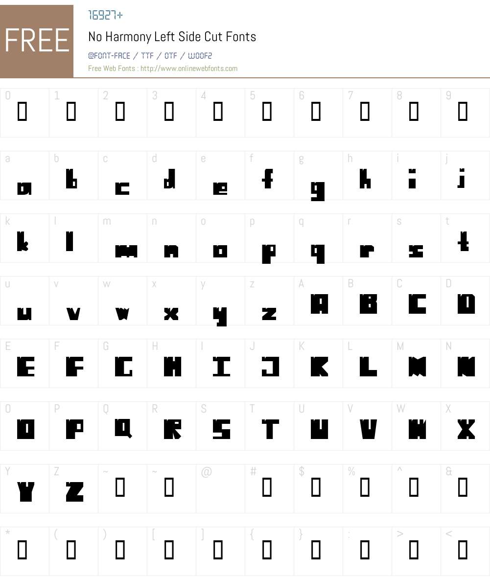 No Harmony Left Side Cut Font Screenshots