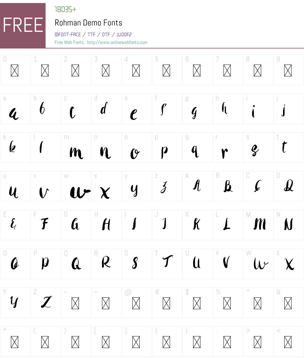 Rohman Demo Font Screenshots