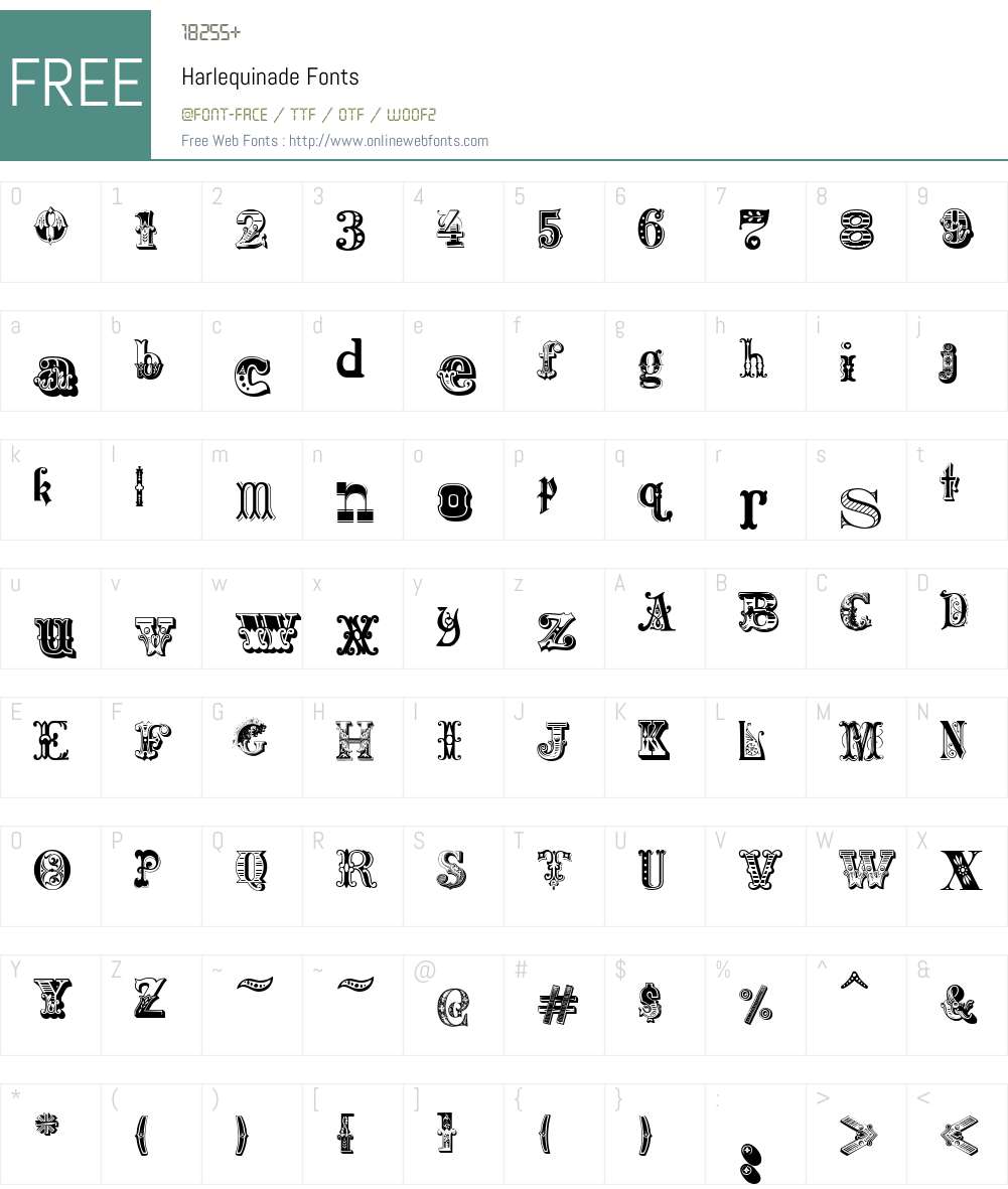 Harlequinade Font Screenshots