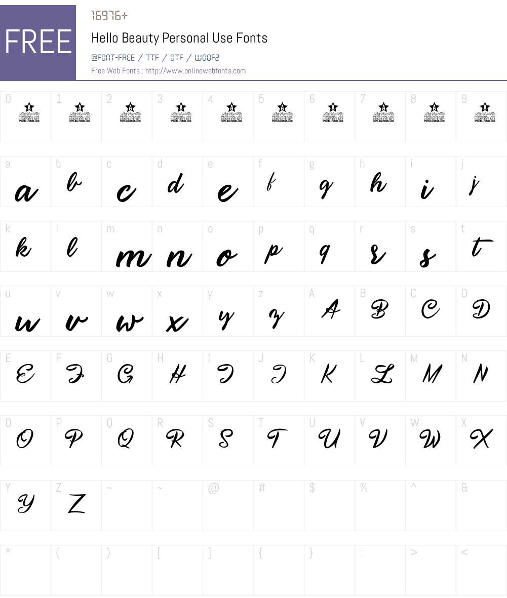 Hello Beauty Personal Use Font Screenshots