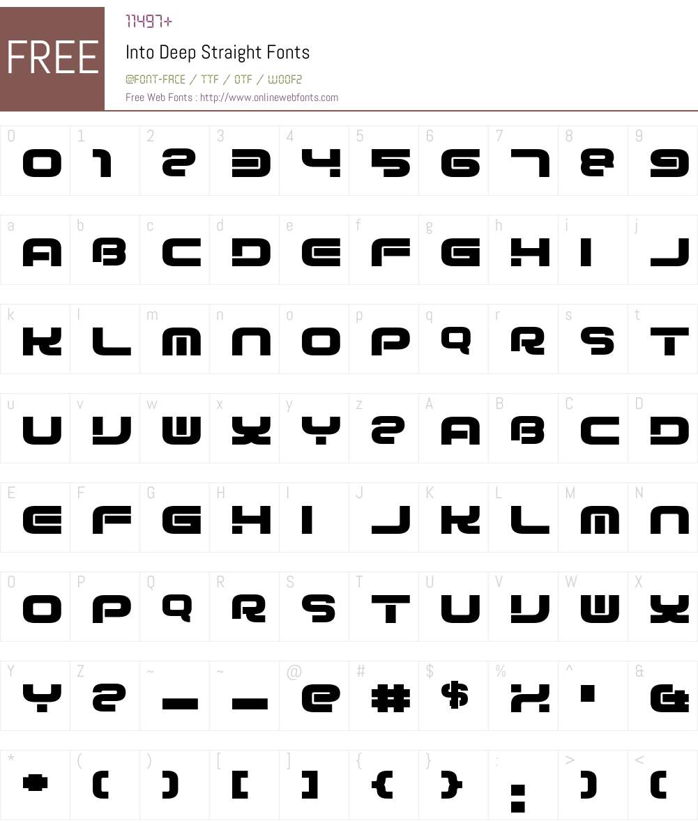 Into Deep Straight Font Screenshots