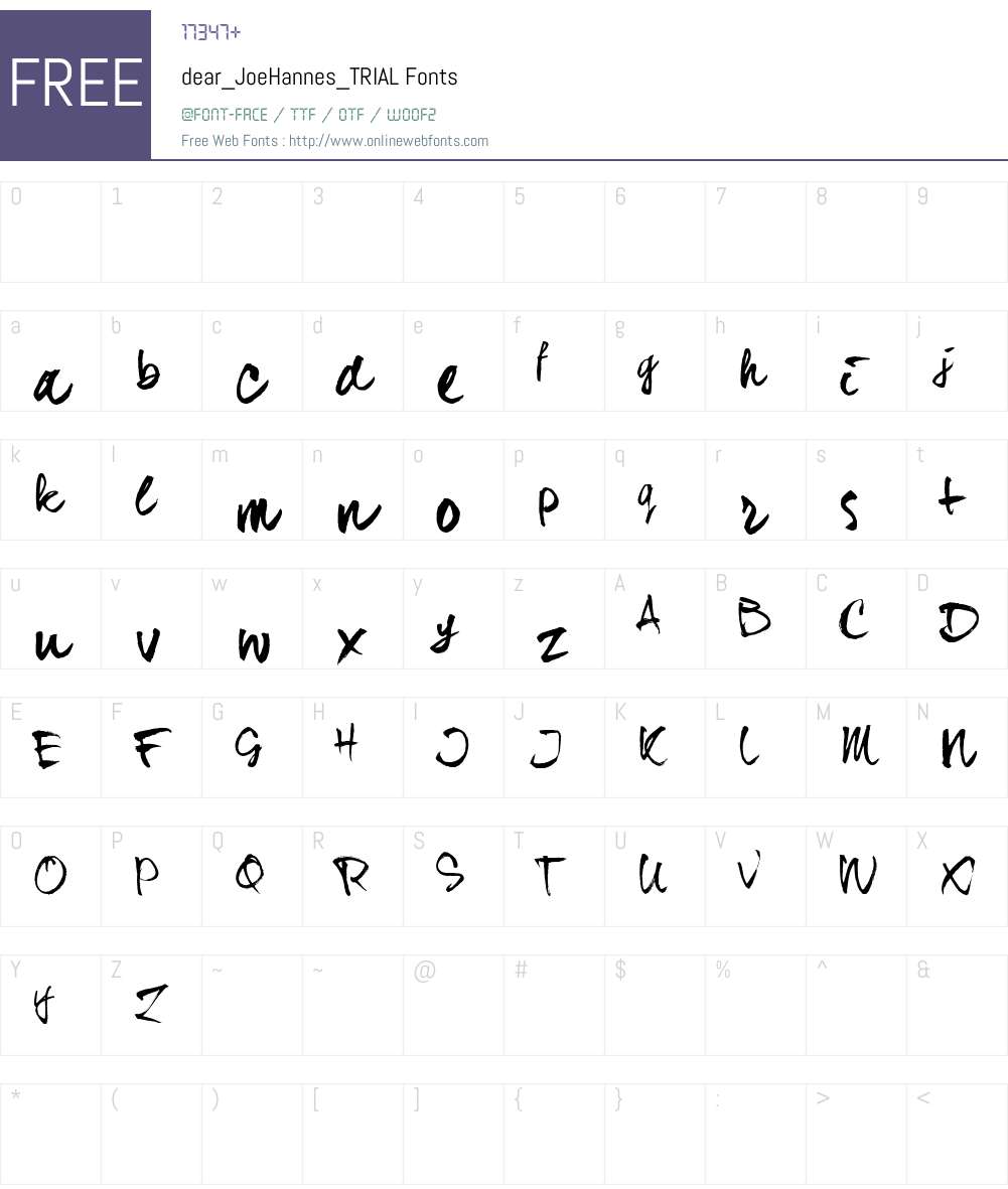 dear_JoeHannes_TRIAL Font Screenshots