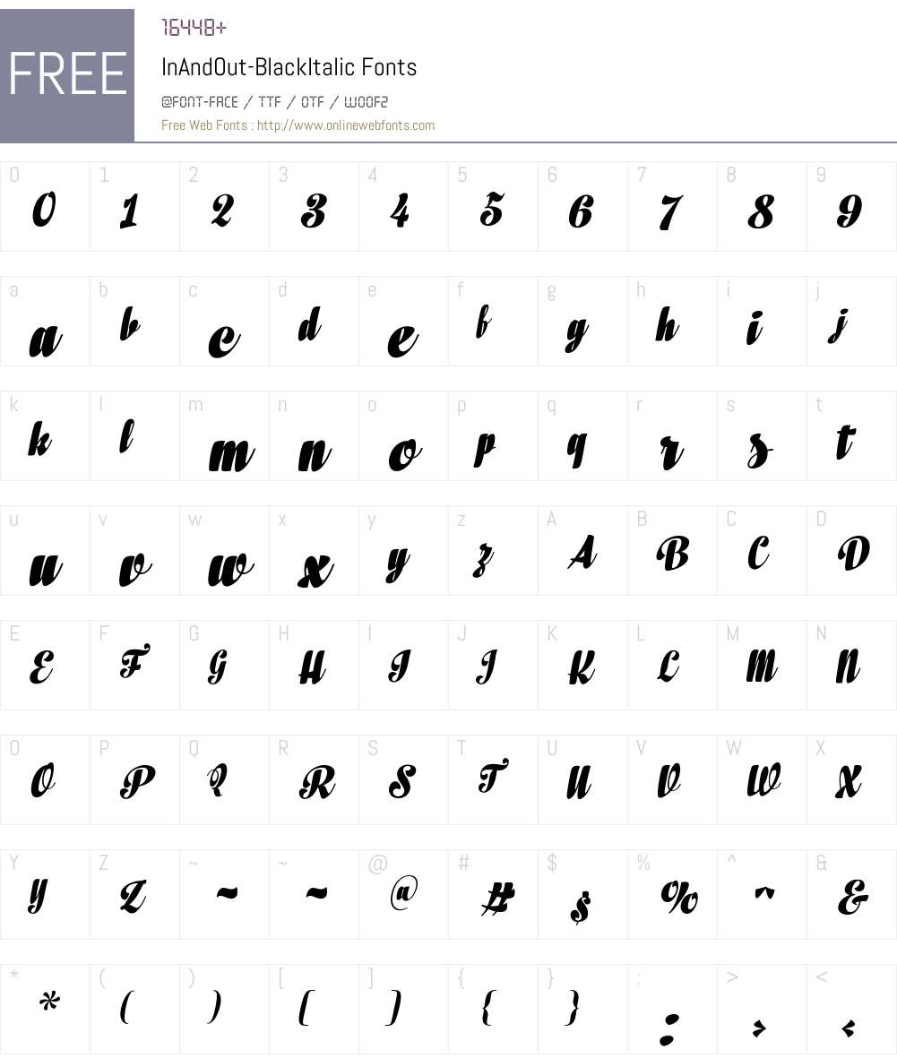 In And Out Black Italic Font Screenshots