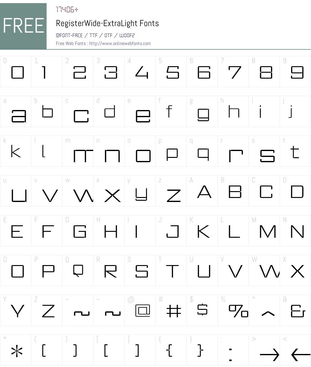 RegisterWide-ExtraLight Font Screenshots