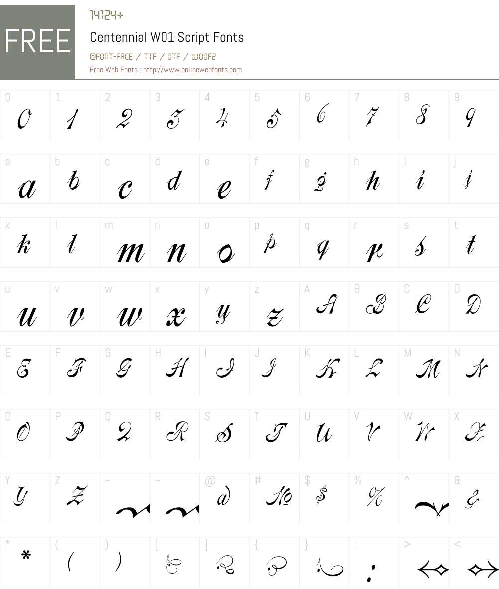 CentennialW01-Script Font Screenshots