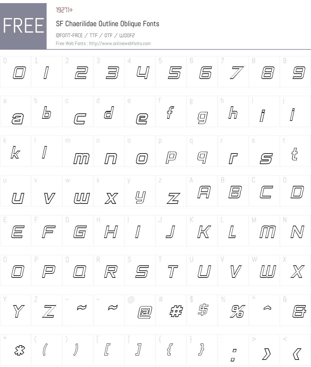 SF Chaerilidae Outline Font Screenshots