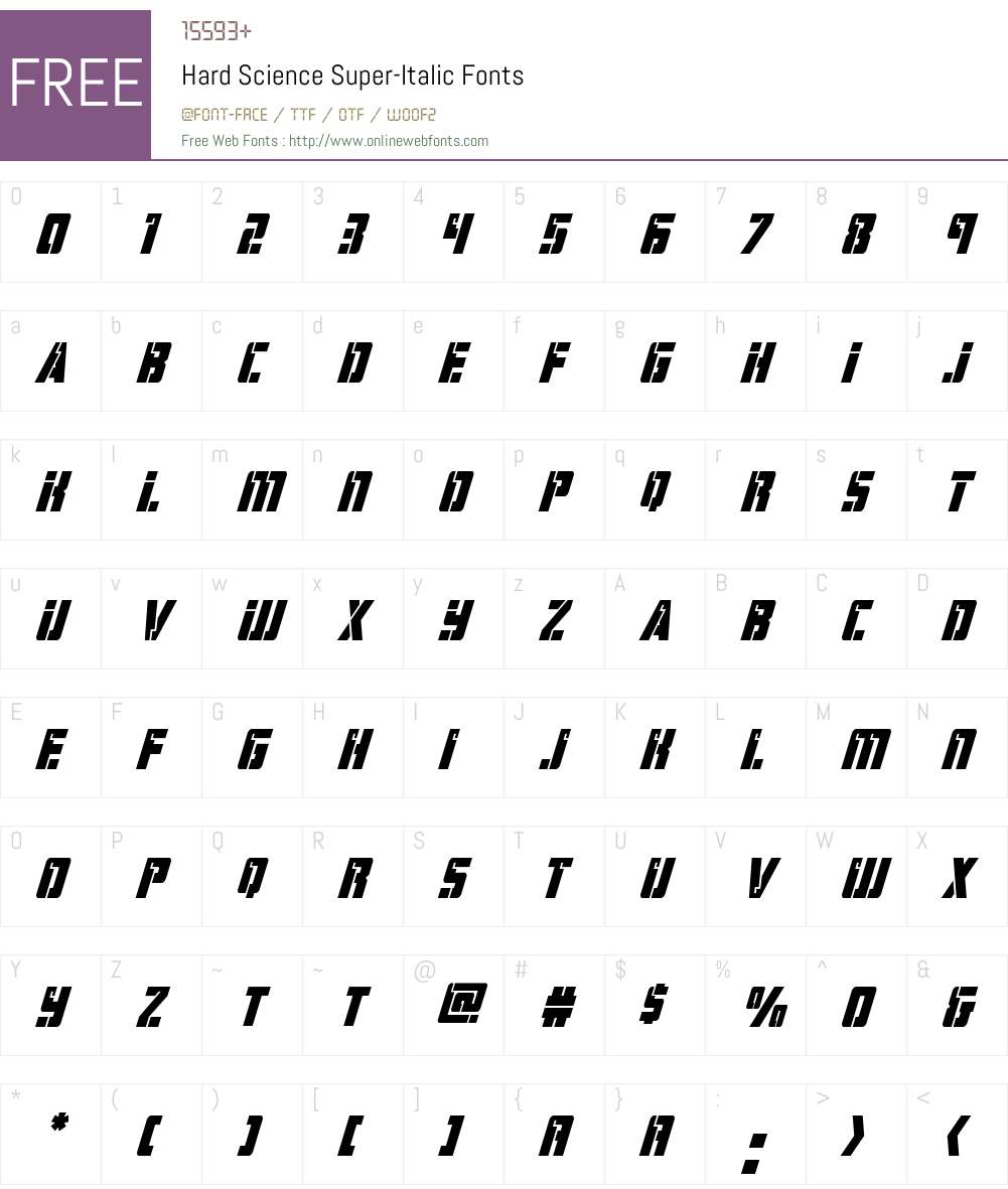 Hard Science Super-Italic Font Screenshots