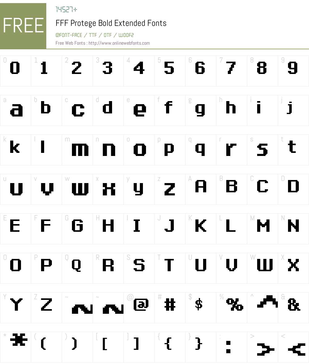 FFF Protege Bold Extended Font Screenshots