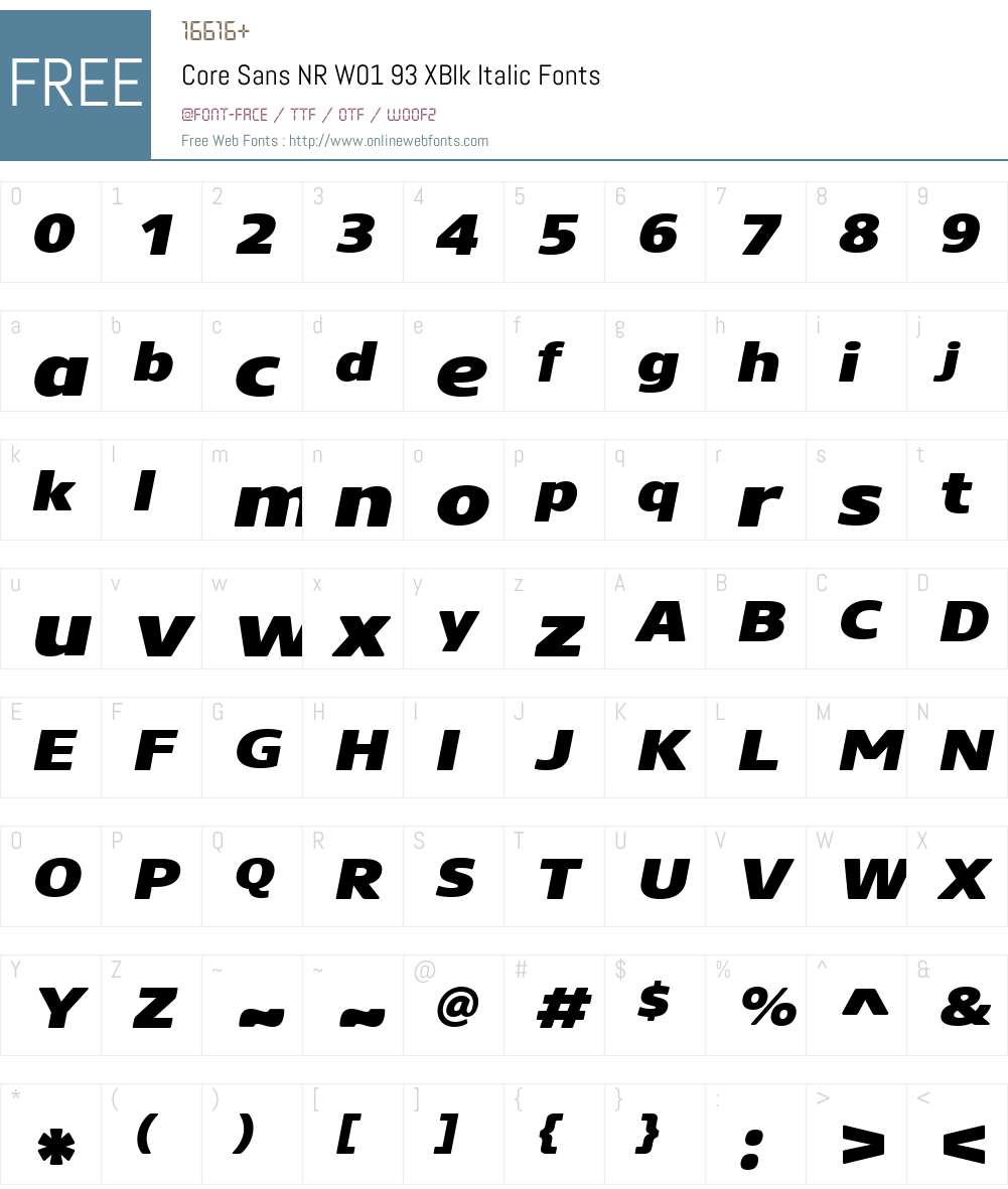 CoreSansNRW01-93XBlkItalic Font Screenshots