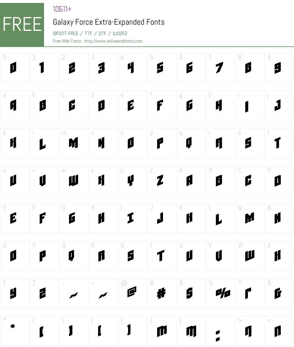 Galaxy Force Extra-Expanded Font Screenshots