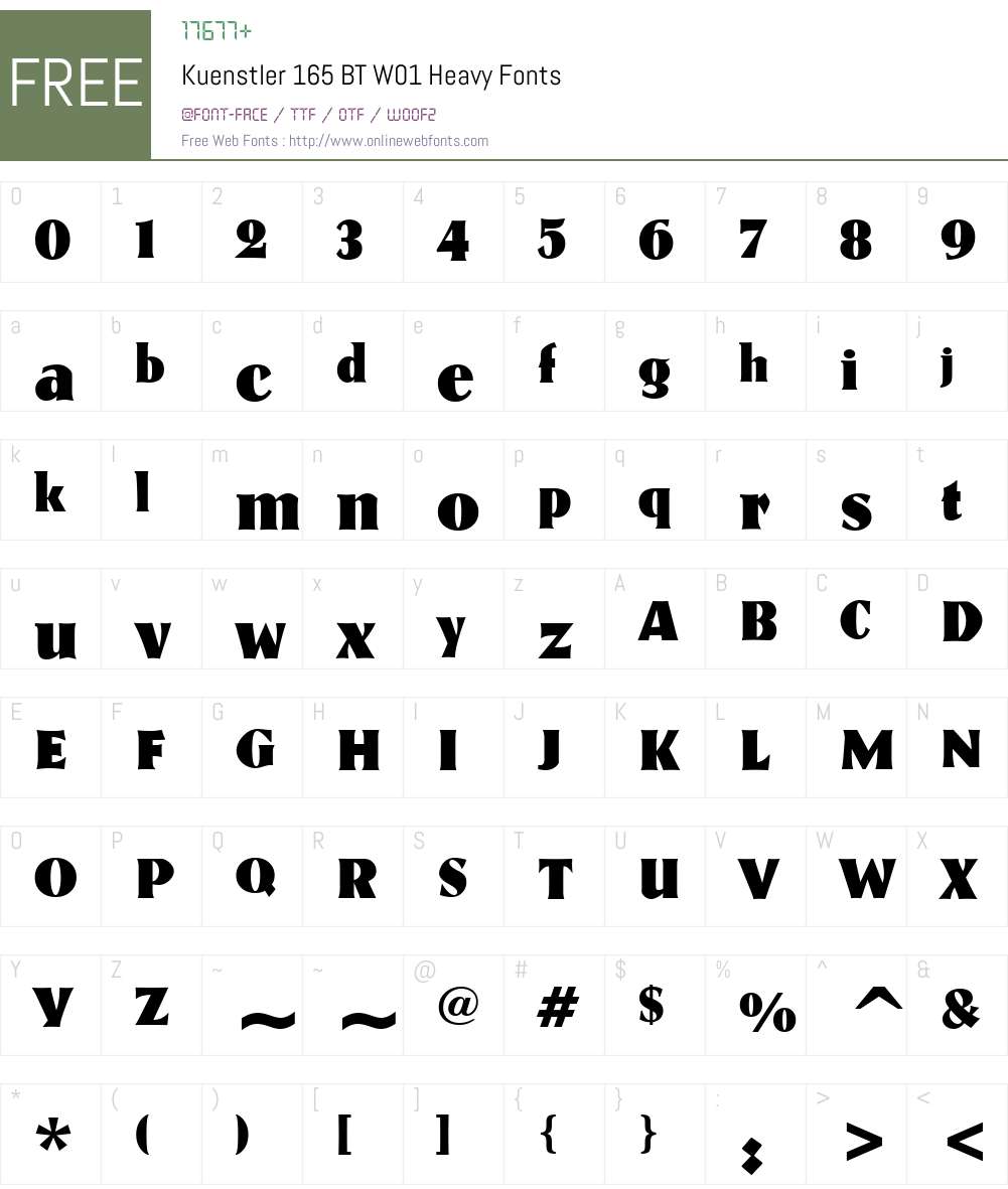 Kuenstler165BTW01-Heavy Font Screenshots