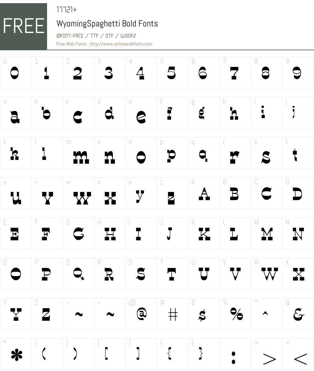 WyomingSpaghetti Font Screenshots