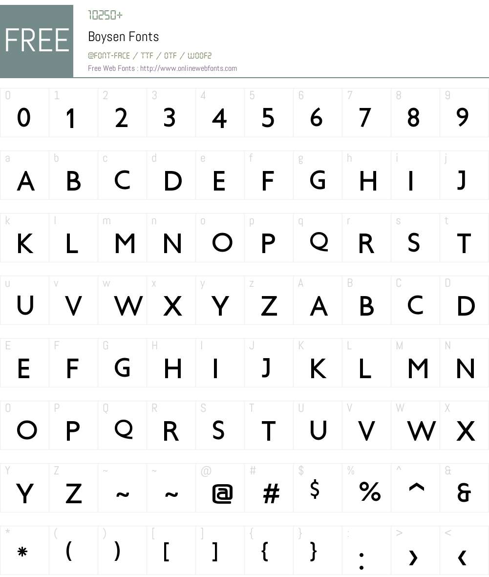 Boysen Font Screenshots