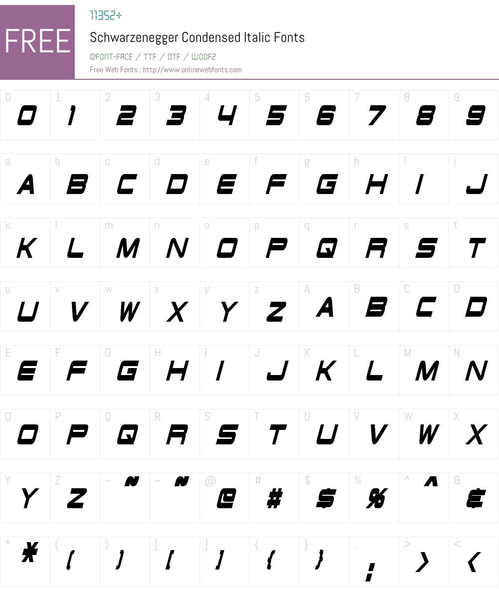 Schwarzenegger Condensed Font Screenshots