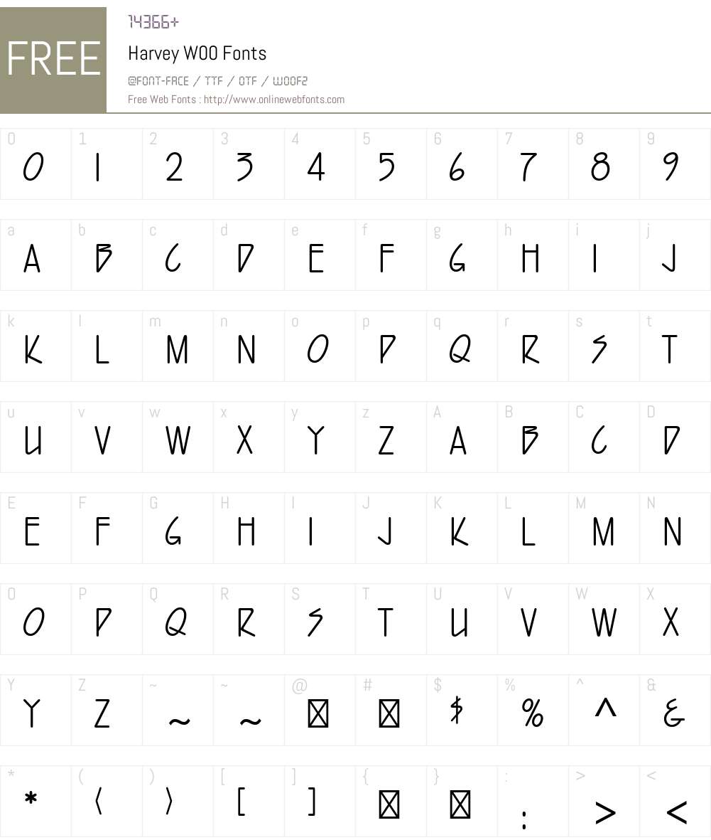 HarveyW00 Font Screenshots