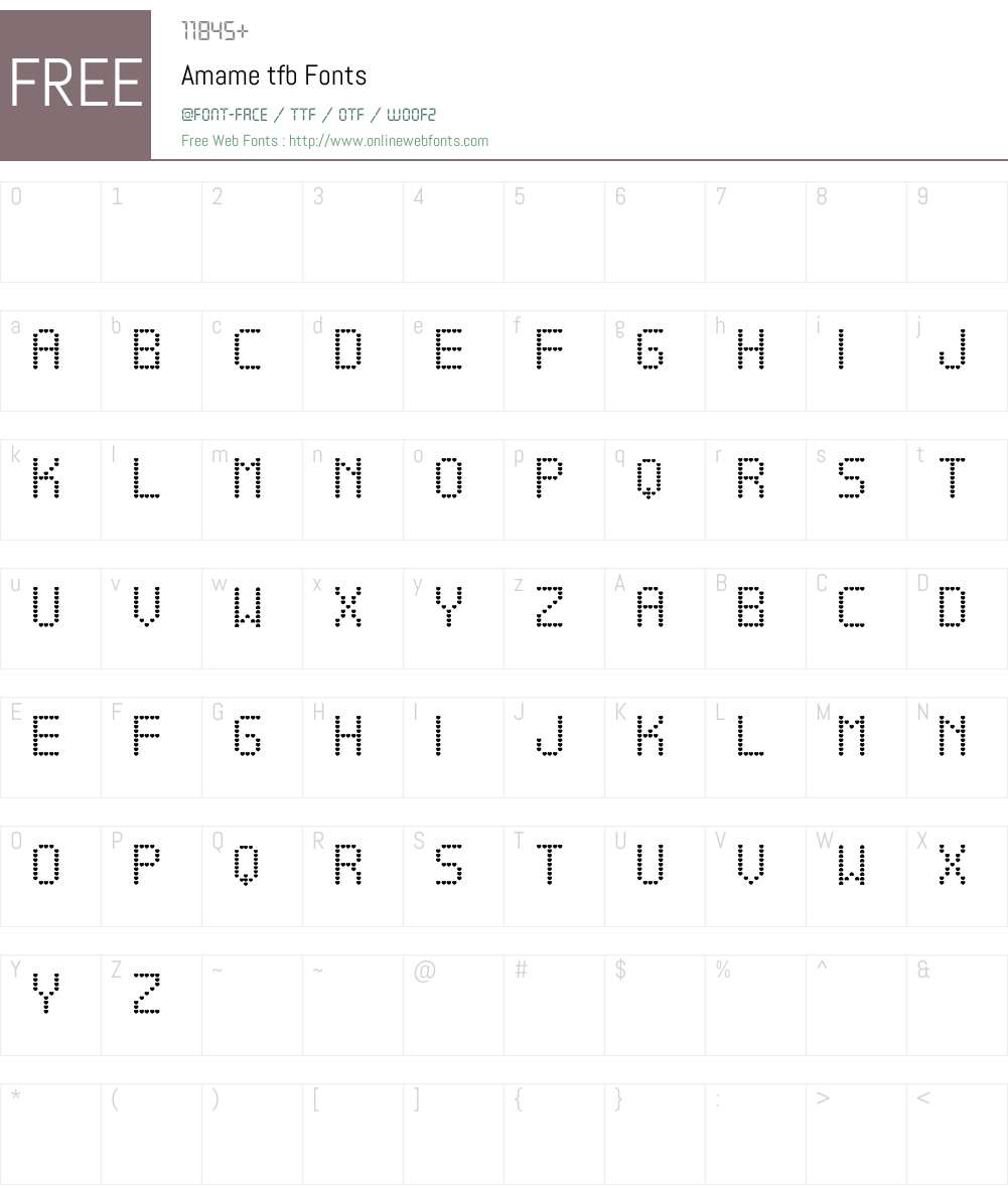 Amame tfb Font Screenshots