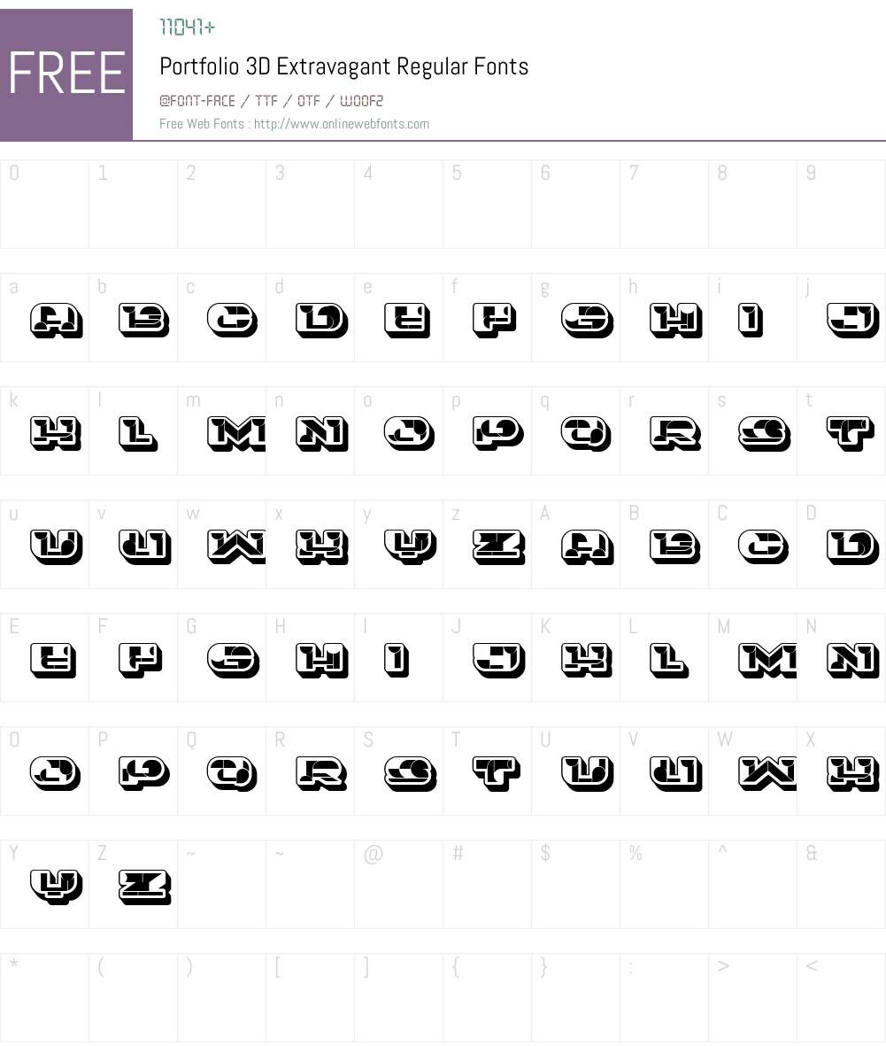 Portfolio 3D Extravagant Font Screenshots